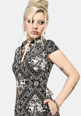 Hexweave Print Fitted Midi Shirt Dress