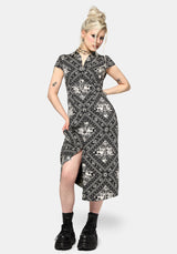 Hexweave Print Fitted Midi Shirt Dress