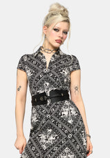 Hexweave Print Fitted Midi Shirt Dress