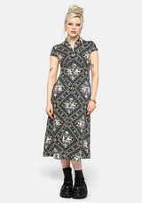 Hexweave Print Fitted Midi Shirt Dress