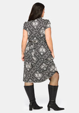 Hexweave Print Fitted Midi Shirt Dress