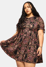 Mythos Print Tie Front Mini Dress