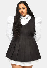 Sabrina Striped Pleated Tie Side Pinafore Dress