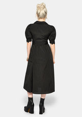Jenna Stripe Cotton Tie Midi Dress UK 6