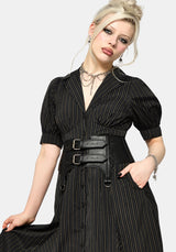 Jenna Stripe Cotton Tie Midi Dress