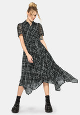 Rhoswen Checked Hanky Hem Midaxi Shirt Dress UK 10