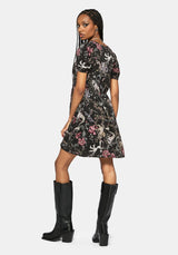 Merunicorn Enchanted Forest Print Button Up Mini Dress