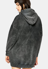 Aelin Sword Applique Hooded Sweater Dress - Black