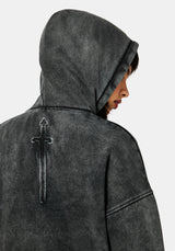Aelin Sword Applique Hooded Sweater Dress - Black