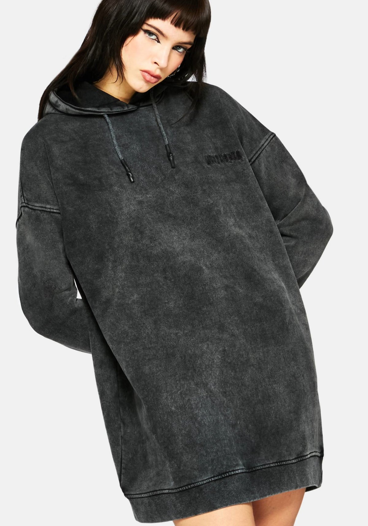 Aelin Sword Applique Hooded Sweater Dress - Black