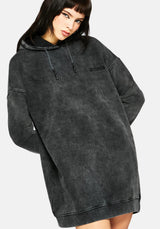 Aelin Sword Applique Hooded Sweater Dress - Black
