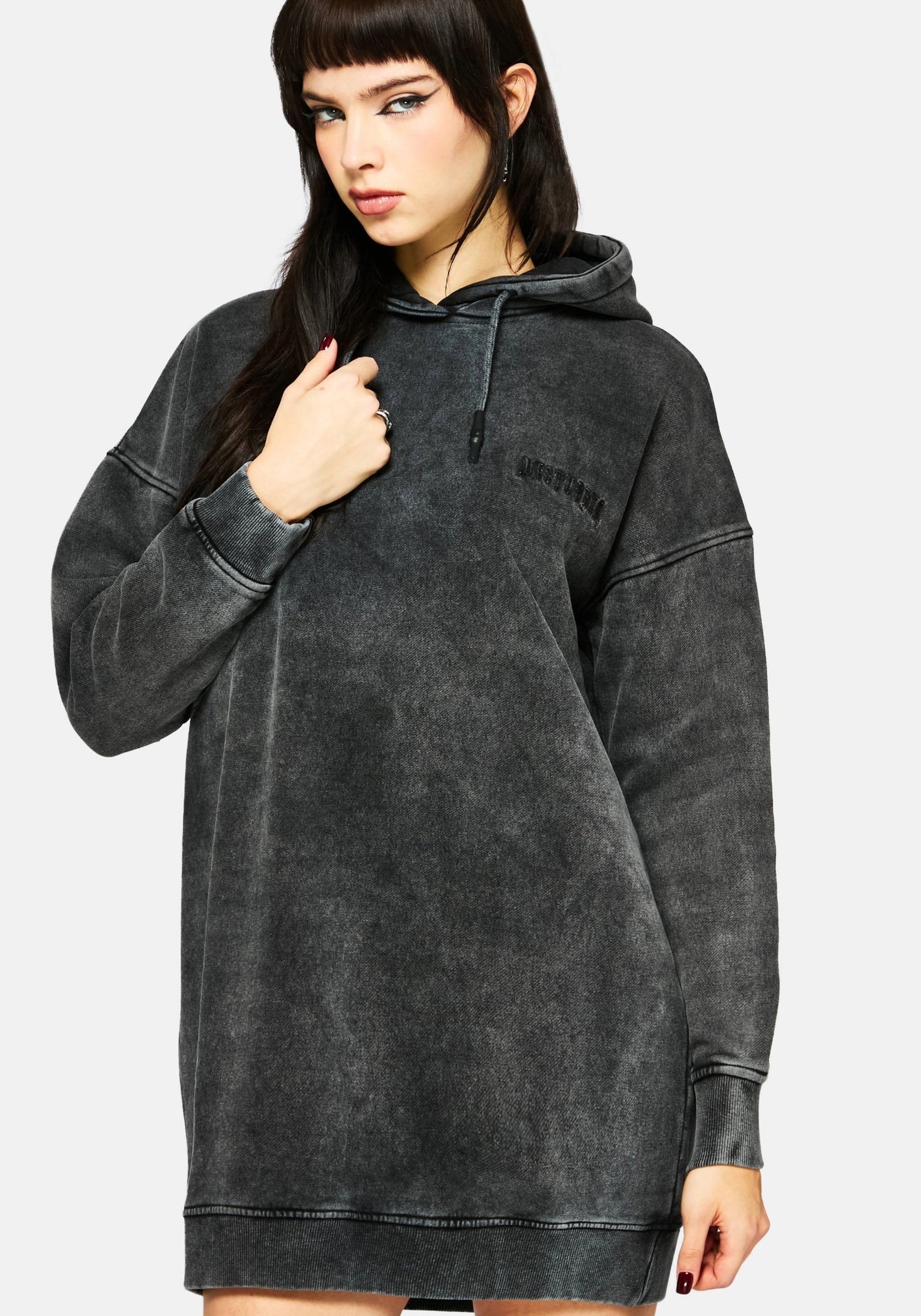 Aelin Sword Applique Hooded Sweater Dress - Black  Disturbia