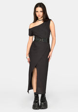 Lila Asymmetric Stripe Midaxi Dress