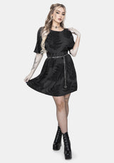 Ruin Fern Printed Tie Back Mini Dress - Grey