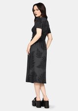 Ruin Fern Printed Midi Dress - Grey