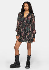 Noctua Chiffon Wrap Long Sleeve Mini Dress