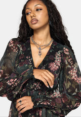 Noctua Chiffon Wrap Long Sleeve Mini Dress