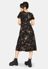 Harpyiai Print Puff Sleeve Midi Dress