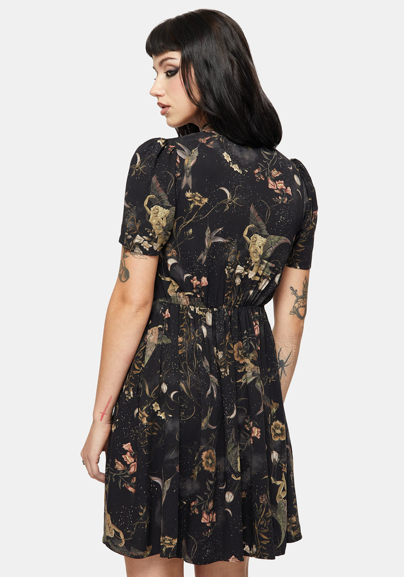 Harpyiai Print Button Up Mini Dress – Disturbia