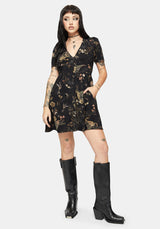 Harpyiai Print Button Up Mini Dress