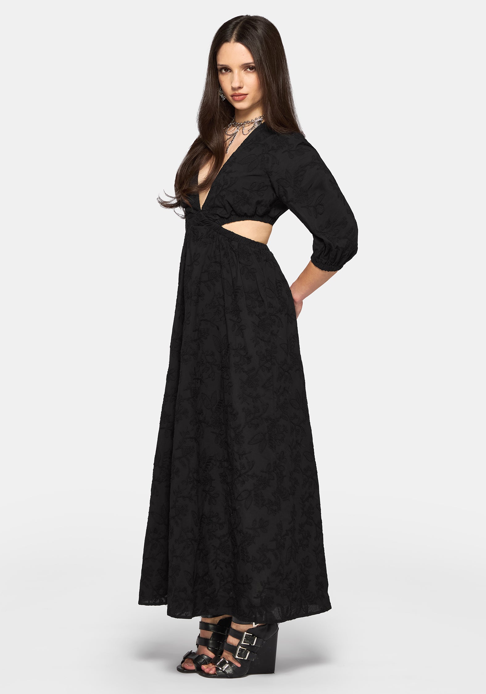 Lila Broderie Cut Out Maxi Dress – Disturbia