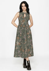 Poison Eden Print Cut Out Midi Dress
