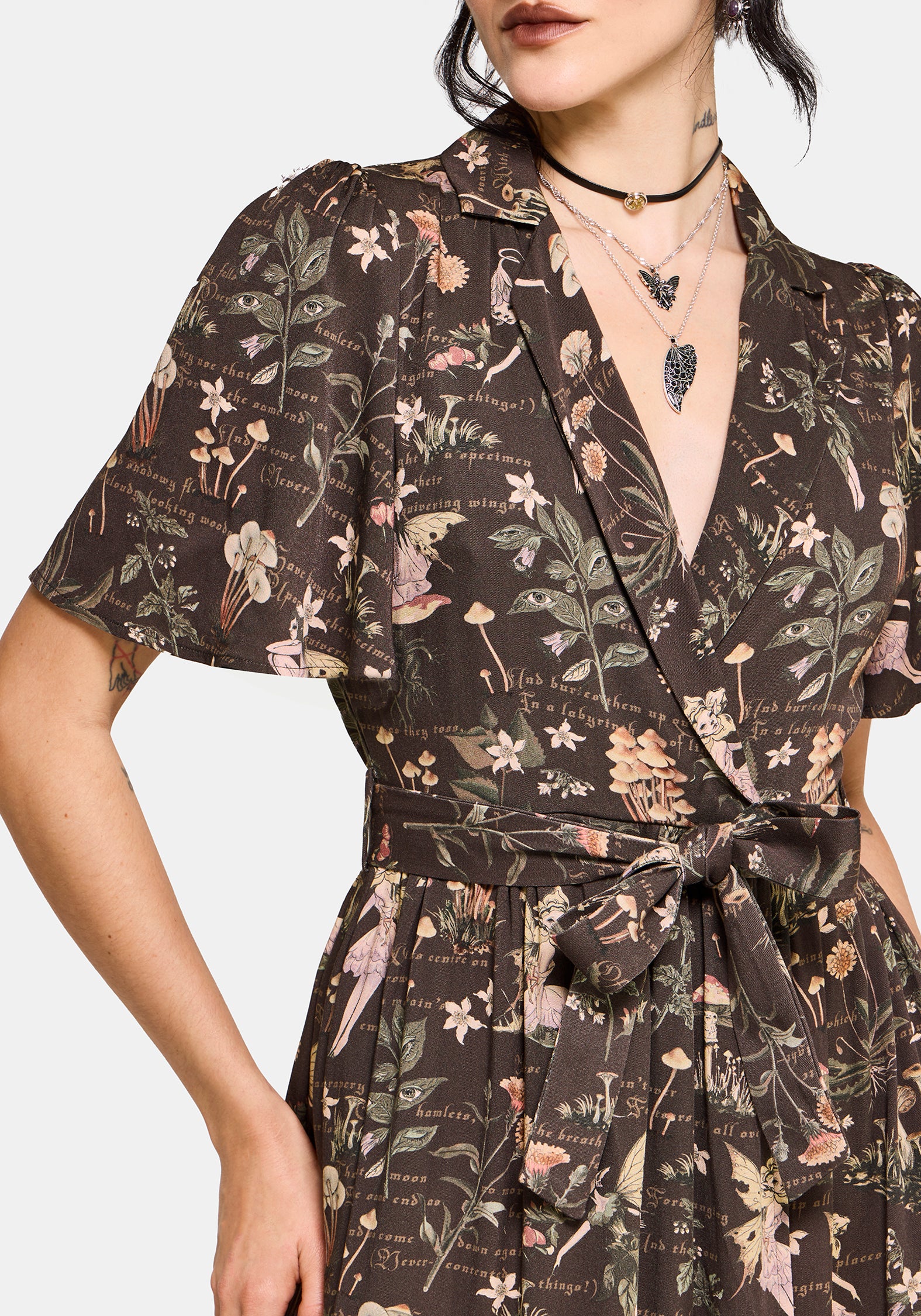 Faela Fairy Tie Waist Wrap Midi Dress UK 6