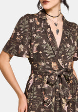 Faela Fairy Tie Waist Wrap Midi Dress UK 6