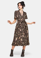 Faela Fairy Tie Waist Wrap Midi Dress UK 6