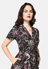 Merunicorn Enchanted Forest Print Midi Shirt Dress