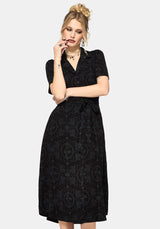 Cameo Floral Printed Tie Belt Midi Shirt Dress