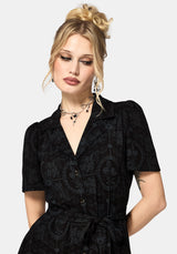 Cameo Floral Printed Tie Belt Midi Shirt Dress