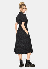 Cameo Floral Printed Tie Belt Midi Shirt Dress