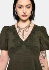 Limos Dobby Check Embroidered Midaxi Dress