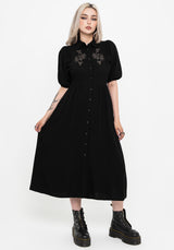 Dionaea Flytrap Embroidered Midi Shirt Dress