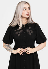 Dionaea Flytrap Embroidered Midi Shirt Dress
