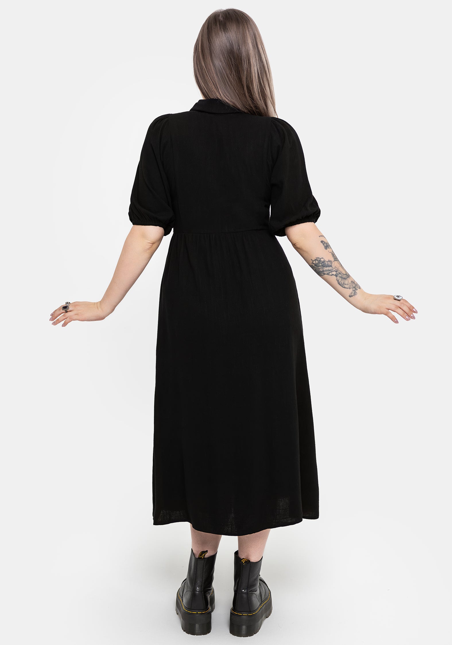 Dionaea Flytrap Embroidered Midi Shirt Dress