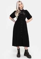 Dionaea Flytrap Embroidered Midi Shirt Dress