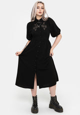 Dionaea Flytrap Embroidered Midi Shirt Dress
