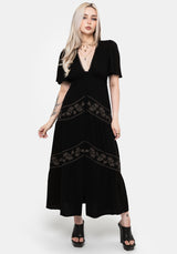 Dionaea Flytrap Embroidered Tiered Midaxi Dress