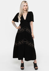 Dionaea Flytrap Embroidered Tiered Midaxi Dress