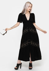 Dionaea Flytrap Embroidered Tiered Midaxi Dress