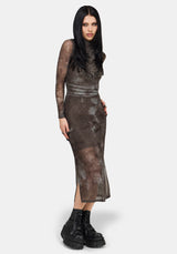 Eros Realm Graphic Mesh Midi Dress