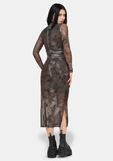 Eros Realm Graphic Mesh Midi Dress