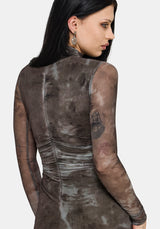 Eros Realm Graphic Mesh Midi Dress