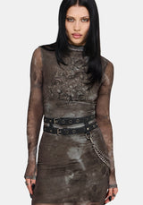 Eros Realm Graphic Mesh Midi Dress