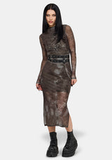 Eros Realm Graphic Mesh Midi Dress