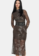 Eros Realm Graphic Mesh Midi Dress