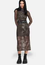 Eros Realm Graphic Mesh Midi Dress