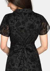 Sanct Flocked Chiffon Puff Sleeve Midaxi Dress